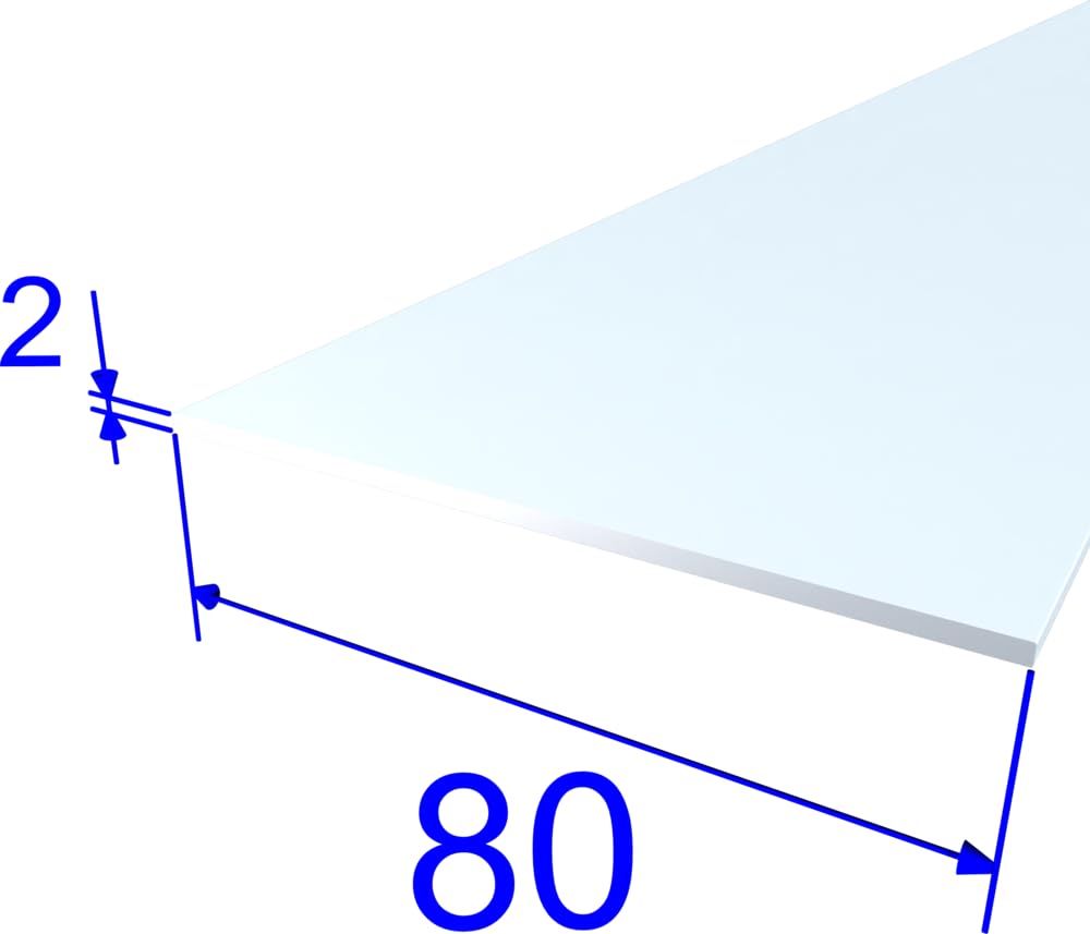 FaiX3.it - Perfil plano 80x2 mm de aluminio, lacado RAL 9016 "blanco tráfico" mate, longitud 2500 mm