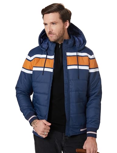 Image of Amazon Brand - Symbol Men's Quilted Hooded Bomber Standard Length Jacket (Previously House & Shields)