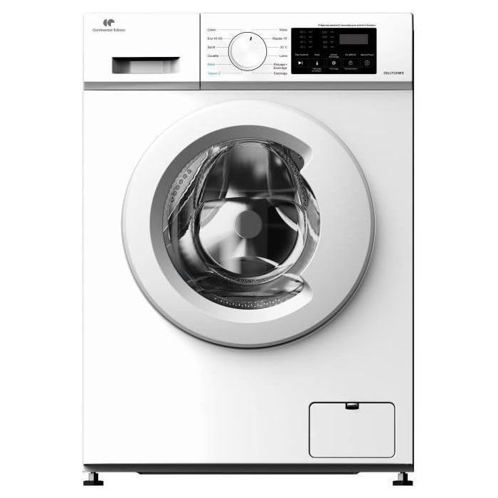 Lave-linge hublot - CONTINENTAL EDISON - CELL712IW3-7 kg - Induction - 60 cm - 1200 trs/min - Blanc