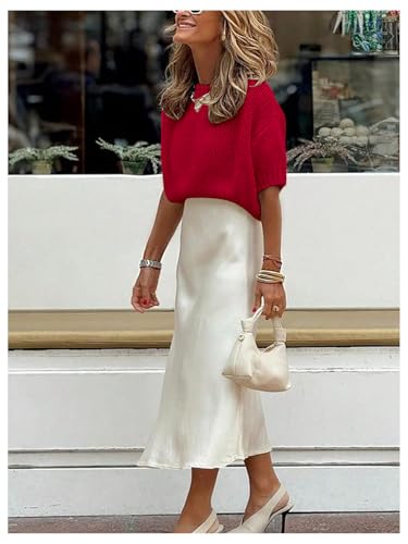 Image of GORGLITTER Women's Puff Short Sleeve Crop Cropped Sweaters Top Cute Outfits | Old Money Outfits Women, Date Night Outfit for Women, Going Out Tops Trendy, Knit Tops Sweater