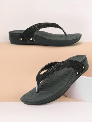 Image of Carlton London women's Textured Thong Comfort Sandals
