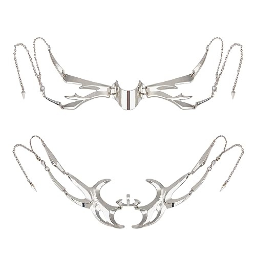 NICENEEDED 2 PCS Munson Punk Mechanical Mask, Irregular Metal Half Mask Face Wear Accessories, Halloween Costume Cosplay Half Mask Face Jewelry for Women and Men
