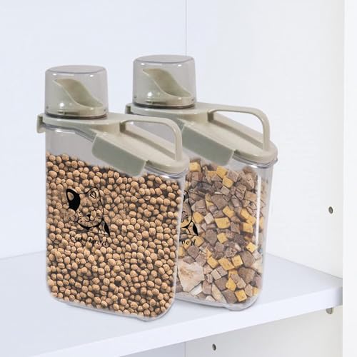 Ctomche Katzenfutter Aufbewahrung lluftdichter Futtertonne Vorratsbehälter für Katzen mit Messbecher und Ausgießer,Tragbarer Griff,BPA-freier Kunststoff, transparent, 2.8L