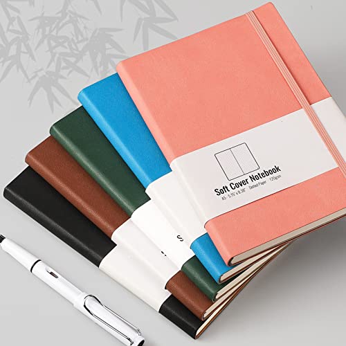 A5 Dotted Bullet Grid Softcover Journals(2-Pack)- AHGXG Dot Grid Notebook 5.75 x 8.38 inch with Premium Thick 120gsm Dot Paper, Total 320 Numbered Pages, black brown