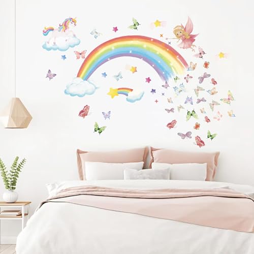 Vinilos decorativos unicornio arcoíris para habitación de niñas miniatura 6