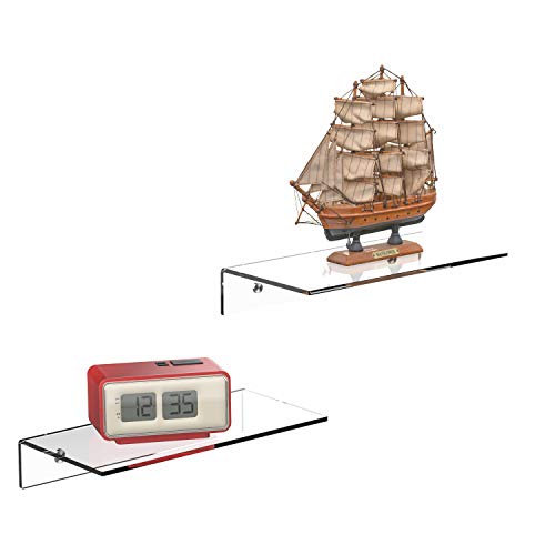 Jusalpha® 12 Inch Contemporary Clear Acrylic Floating Shelves -5 Mm Thickness Wall Mounted Display Organizer, Set Of 2 (12 Inches) #TOP1