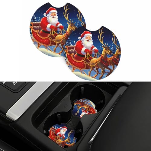 Portavasos para carro 2 unidades con diseño Santa en trineo miniatura 7