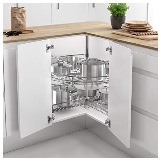 Menage Confort Kit de 2 bandejas giratorias 270º de Rejilla para Mueble de Cocina esquinero, Diámetro 700mm / Alto 630-730mm