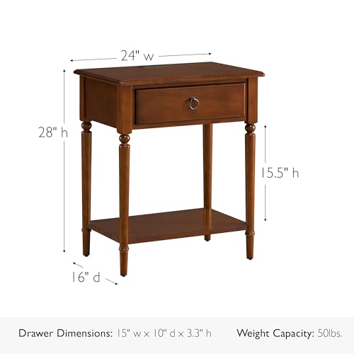 Image of Leick Home Coastal Nightstand Side Table, 24 inch, Pecan