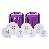 CVNC 8-14 Inch Chakra Symbol Design Frosted Quartz Crystal Singing Bowls Free 2 PCS Travel Carry Case Bag