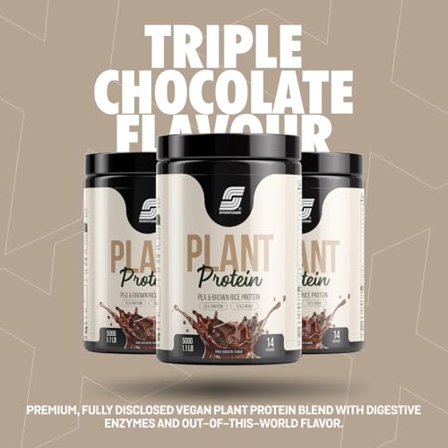 Image of Sparkfusion Plant Protein Powder| Isolated Pea & Brown Rice Protein|25 gm Protein & All Essential Amino Acids|Easy To Digest|For Active Lifestyle For Men & Women Triple Chocolate Flavour 500 gm