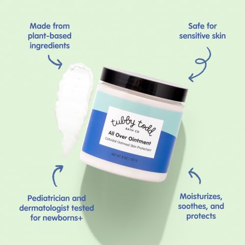 Image of Tubby Todd All Over Ointment, Baby Eczema Cream for Sensitive Skin | Multi-Purpose Baby Skin Relief Cream for Dry Skin, Rash, & Irritation, Steroid & Gluten Free, 8 oz, 2 Pack, Lavender Rosemary