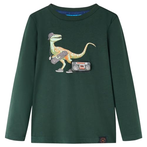 Kinder Langarmshirt Dinosaurier Druck Langarm T-Shirt Jungen Dunkelgrün...