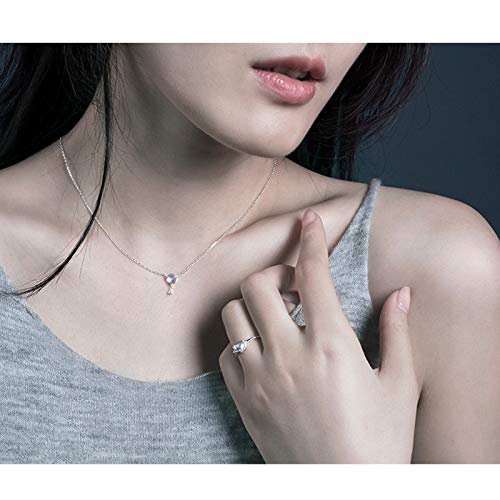 Collier argent anti allergie chaîne clavicule pierre de lune douce - 2