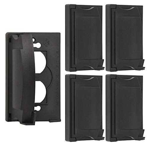 BESTTEN 5 Pack Horizontal Outdoor Outlet Cover for Duplex Receptacles Weatherproof Design Auto-Closing Lid UL Listed Black H4.65 x W2.87 x D0.71