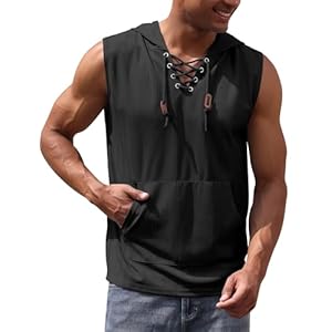 OBEEII Mens Vests Summer Tank Tops Hooded Gym Shirt Sleeveless Hoodies Athletic Running Holiday Beach T-Shirt