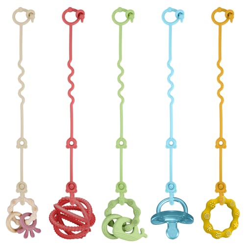 Vicloon - Vicloon Sangles de Jouets pour Bébé, 5 PCS Attache Jouet Poussette, Sangles de Gobelet, Réglables en Silicone pour Enfants de 18 Mois et Plus, pour Poussettes, Chaises Hautes, Sièges de Voiture, 02 - -5%