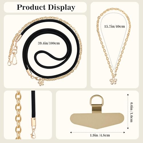 TiMOVO 2-in-1 Metal Chain Crossbody Wrist Phone Lanyard for Women, Black - image 5