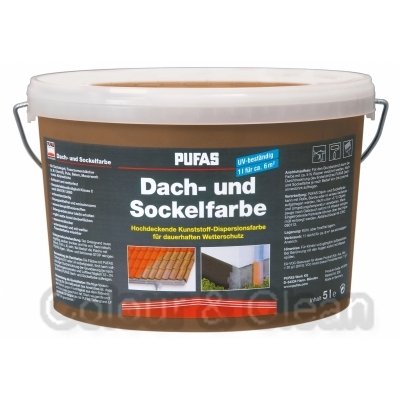Pufas Dach- und Sockelfarbe 5L Farbe: Sandstein 954neu Dachfarbe Sockel-Anstrich