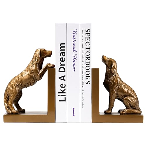 Dog Bookends Book Ends for Shelves to Hold Books Heavy Duty Creative Resin Book Holders for Kitchen Desk Home Office