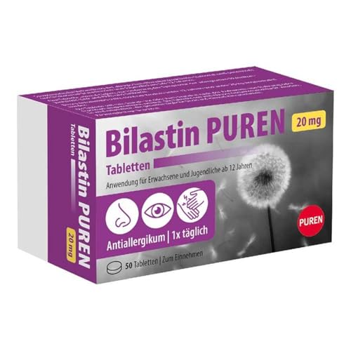 Bilastin PUREN 50 Allergietabletten - Antiallergikum zur Linderung von Allergie, langanhaltende Wirkung, einfache Einnahme