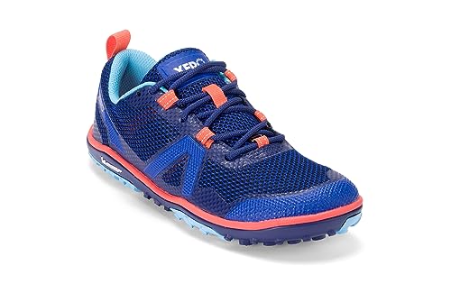 Xero Shoes Women's Scrambler Low Barefoot Trail Run Shoes, Sodalite Blue/Orange, 6