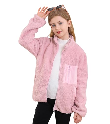 ALISISTER Warme Fleecejacke für Mädchen mit Reißverschluss Rosa Dicker...