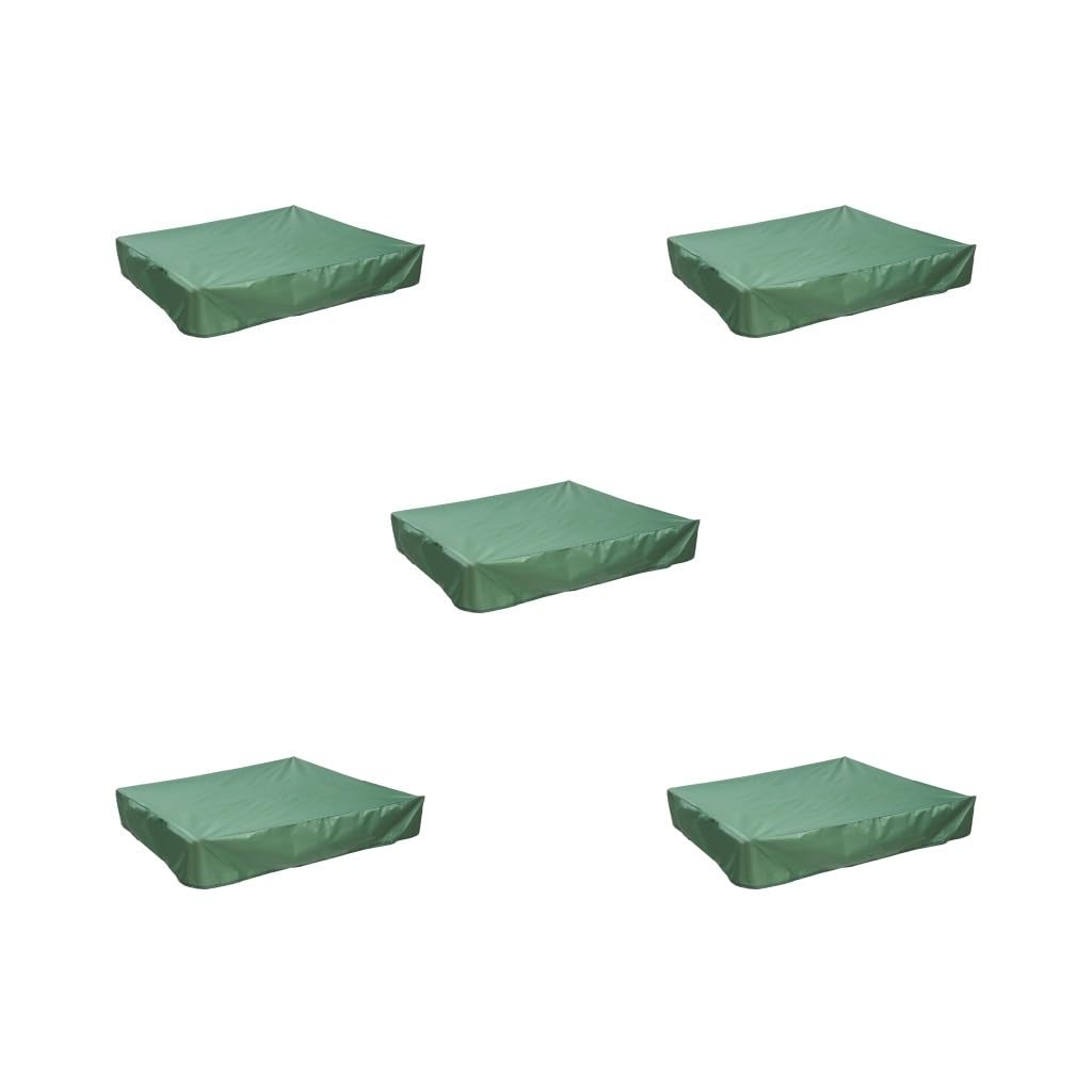 5er-Set Sandkastenabdeckung, quadratisch, staubdicht, wasserdicht, Sonnenschutz, tragbar, Outdoor, Sandkasten, Spielzeug, Baldachin, Kordelzug, Grün, 180 x 180 cm