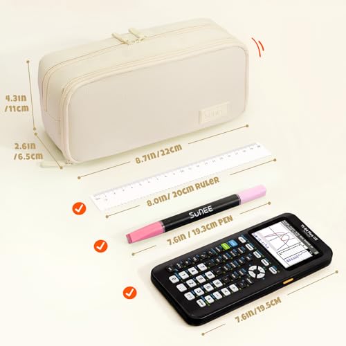 Image of SUNEE Pencil Case, Large Capacity Pencil Pouch, Aesthetic Big Pen Bag 900D Oxford Pen Box for Office Stationery Organizer School Supplies Multifunctional for Teen Boys Girls Women Men, Beige
