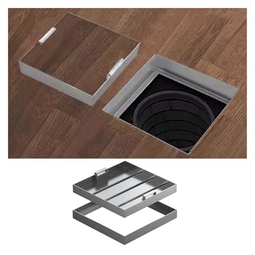 Tapa de Tanque séptico empotrada, Tapa de depósito de Aguas residuales para Interiores y Exteriores con Base y 2 manijas de Acero Inoxidable, Tapa de inspección Invisible para construcción/c