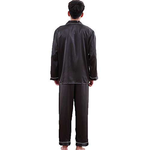 ZUEVI Men's Stain Silk Chinese Pajamas Set Button-Down Short/Long Sleeve Sleepwear Loungewear …2