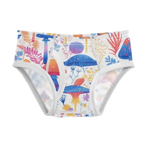KLL Watercolor Fall Woodland Mushrooms Leaves Pattern Baby Boys Pure Cotton Briefs Cute Children Undies