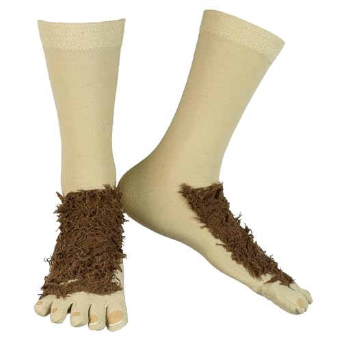 Bioworld The Lord of The Rings Mens Hobbit Feet with Chenille Fur Crew Toe Socks 1 Pair