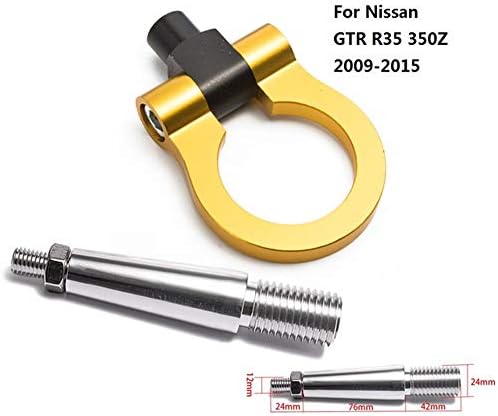 JDM Aluminum Front Rear Tow Hook Kit for Nissan GTR R35 350Z 09-15 (Gold) image 5