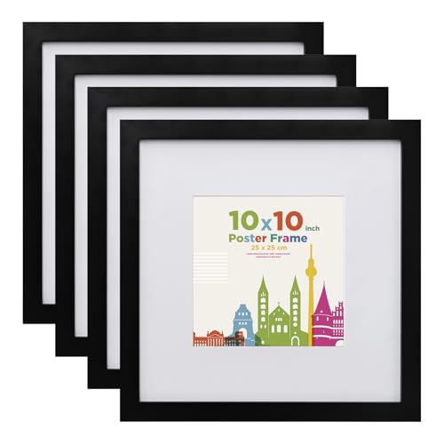 Egofine Bilderrahmen 25x25cm,Holzrahmen mit Acrylglas, MDF-Rahmen 4er-Set,...
