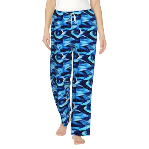 Pantalon de pyjama abstrait bleu élégant, le cadeau de vacances parfait pour femme