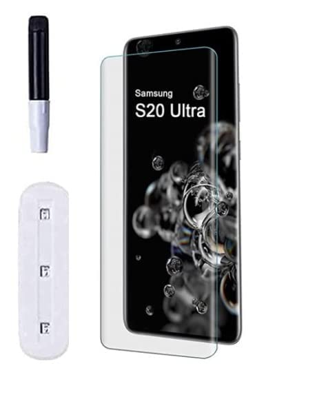 Image of Tempered Glass Design for samsung S 20 ultra Advanced Border Less Full Edge to Edge 3D Curved UV Screen Protector and Easy Installation Kit (Pack of 1)- By Blackwik