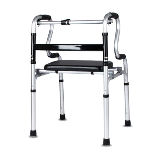 Déambulateur avec Plaque De Siège pour Personnes Âgées,Aide À La Marche pour Adultes, Léger Cadre Marche Stable,Rollator Imperméable Et Antidérapant, Cadre De Marche Hauteur Réglable A
