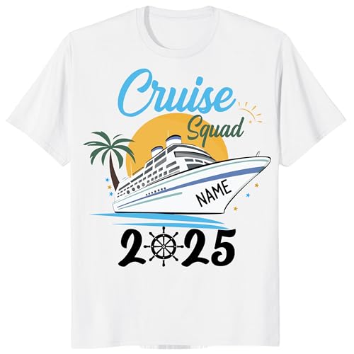 Custom Cruise Squad 2025 T-Shirt Family Cruise Shirt Group Matching Vacation T Shirt Personalized Cruise Crew Tee Toddler White 4T