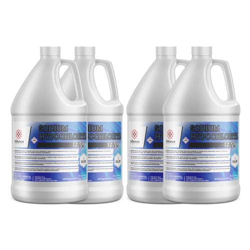 Image of Sodium Hypochlorite Solution 12.5% - 4 Gallon Case - Alliance Chemical High Purity Sodium Hypochlorite 12.5 for Pool Cleaning & Water Treatment