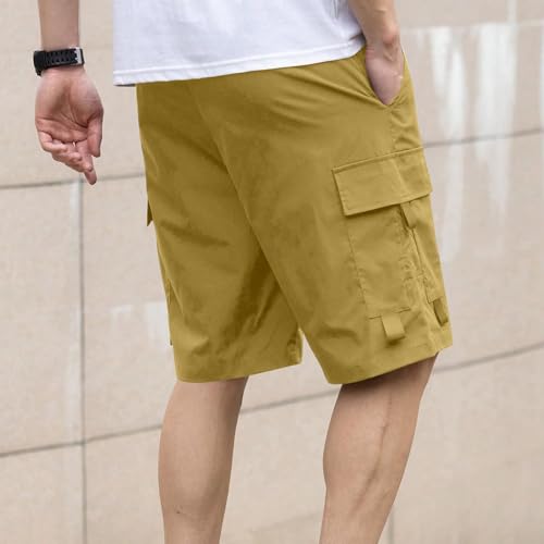 Image of Men's Cargo Shorts Casual Lightweight Quick Dry Outdoor Hiking Short Drawstring Loose Fit Cargo Shorts Multi-Pocket