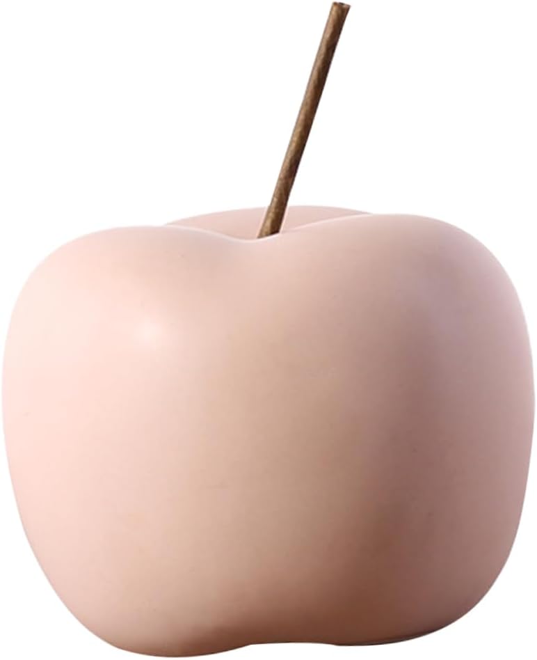 Ceramic Apple Ornament Xmas for Desktop Home Decor Pink