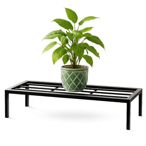 Image of Giore 24 Inch Heavy-Duty Thick Metal Plant Stand (Set Of 4) /Plant Stand for Indoor & Outdoor | Plant Stand for Balcony, Garden /Patio, Apartment /Home Decoration | Anti Rust Plant Shelf | Metal Planter Black