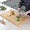Tabla de cortar de bambú de doble cara, 28” x 18” con canal para jugos, tabla de madera grande para cocina, con asas laterales para frutas, carne, amasar masa 6