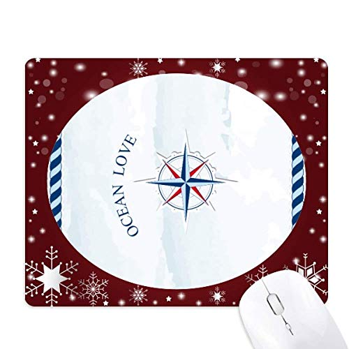 Tapis de souris compas de navigation maritime et flocon de neige d'hiver design océan d'amour