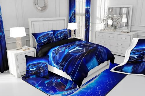 Feelyou Kids Boys Sports Car Comforter Set Queen Size Blue Race Car Comforter for Kids Teens Room Decor Extreme Sports Theme Bedding Set Cool Speed Luxury Car Decor Quilt Set Soft for All Season by Feelyou - Image 6