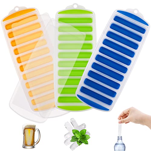 3 Pièces Bac à Glaçons Bouteille Fond en Silicone Glaçons Réutilisables à Libération Facile avec Couvercle Amovible Anti-éclaboussures Idéal pour les Boissons pour Sportifs et Les Bouteilles d'eau