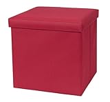 CreativeWare Fold N Store Ottoman, Red