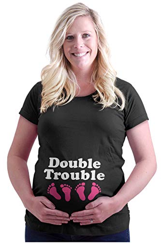 Brisco Brands Womens Maternity Double Trouble Expecting Twins T Shirt Tee