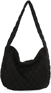Quilted Tote Bags for Women Lightweight Quilted Padding Shoulder Bag Down Cotton Padded Large Tote Bags Lattice